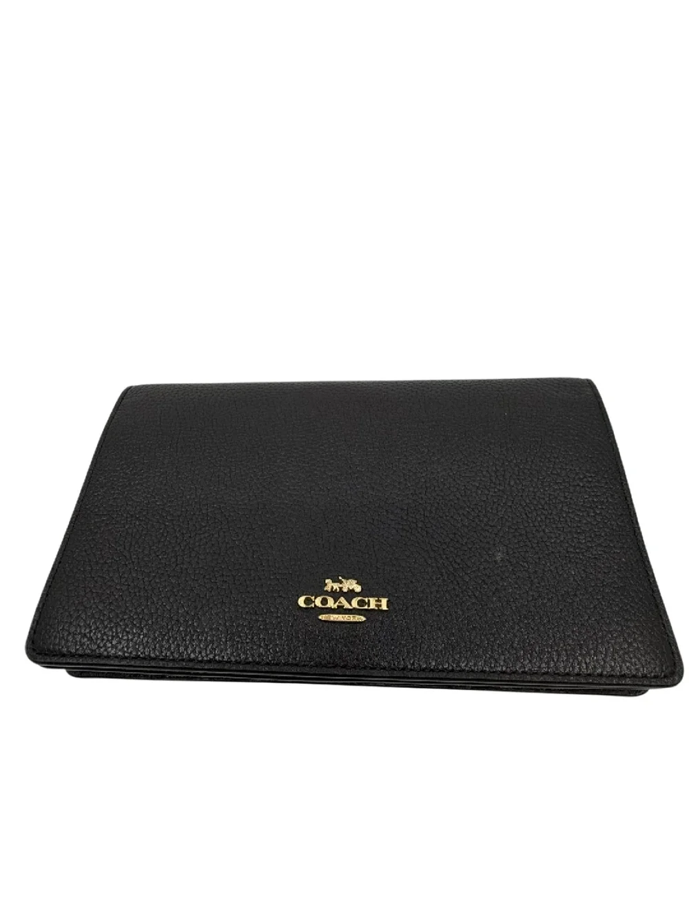 Coach Black Pebbled Leather Wallet on Chain